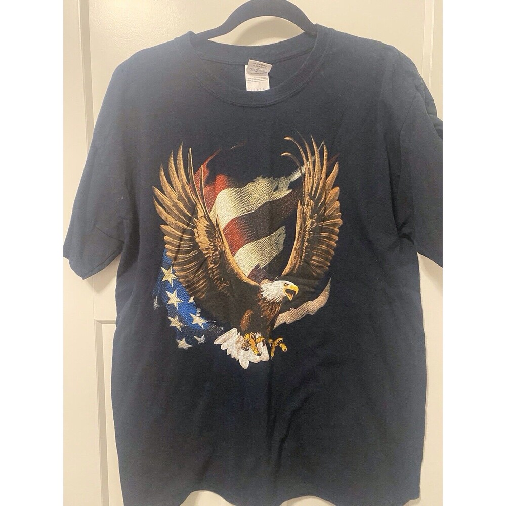 Eagle Liberty USA Graphic Gildon Eagle Shirt Size L USA American Flag United‎